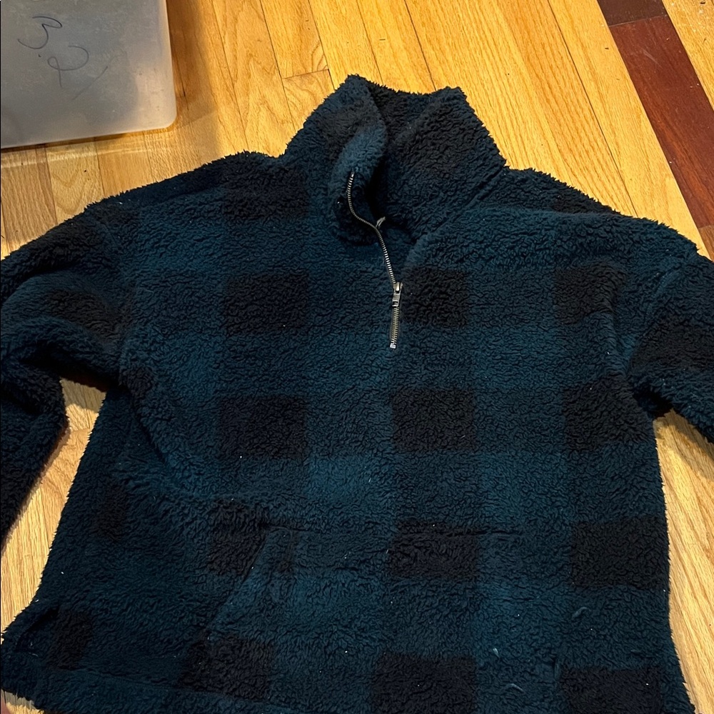 True Craft Black and Dark Green Plaid Hoodie